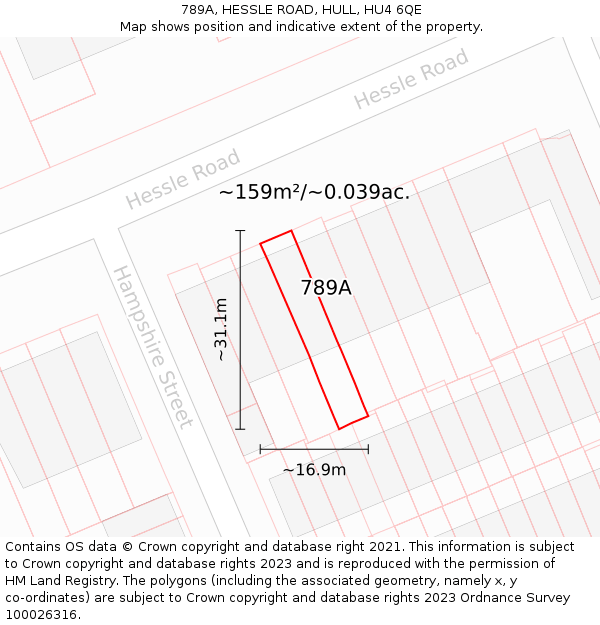 789A, HESSLE ROAD, HULL, HU4 6QE: Plot and title map