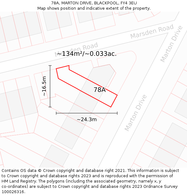 78A, MARTON DRIVE, BLACKPOOL, FY4 3EU: Plot and title map