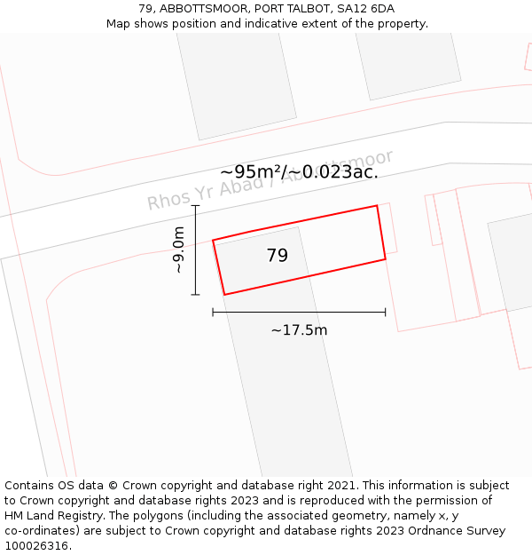 79, ABBOTTSMOOR, PORT TALBOT, SA12 6DA: Plot and title map