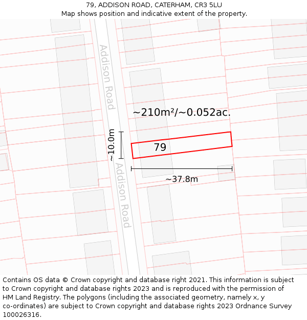 79, ADDISON ROAD, CATERHAM, CR3 5LU: Plot and title map
