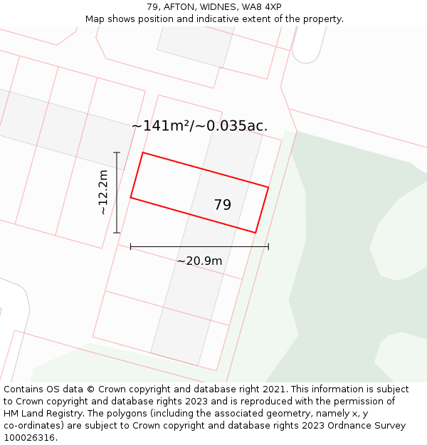 79, AFTON, WIDNES, WA8 4XP: Plot and title map