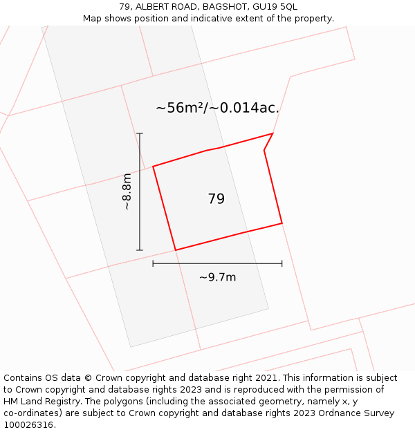 79, ALBERT ROAD, BAGSHOT, GU19 5QL: Plot and title map