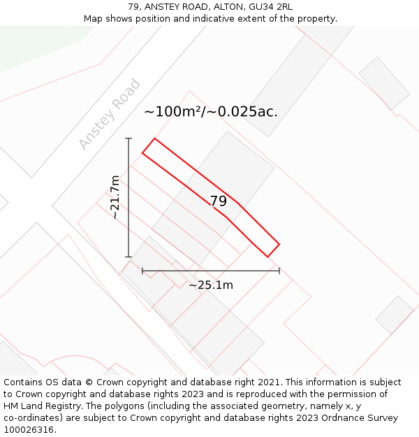 79, ANSTEY ROAD, ALTON, GU34 2RL: Plot and title map
