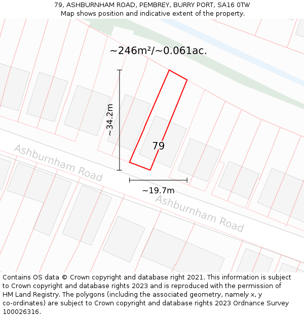 79, ASHBURNHAM ROAD, PEMBREY, BURRY PORT, SA16 0TW: Plot and title map