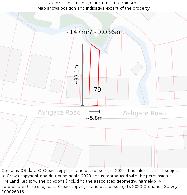79, ASHGATE ROAD, CHESTERFIELD, S40 4AH: Plot and title map
