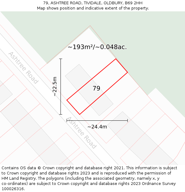 79, ASHTREE ROAD, TIVIDALE, OLDBURY, B69 2HH: Plot and title map