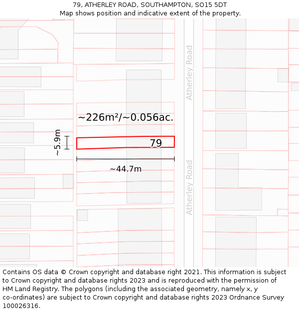 79, ATHERLEY ROAD, SOUTHAMPTON, SO15 5DT: Plot and title map
