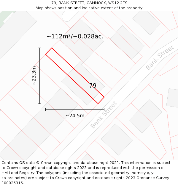 79, BANK STREET, CANNOCK, WS12 2ES: Plot and title map