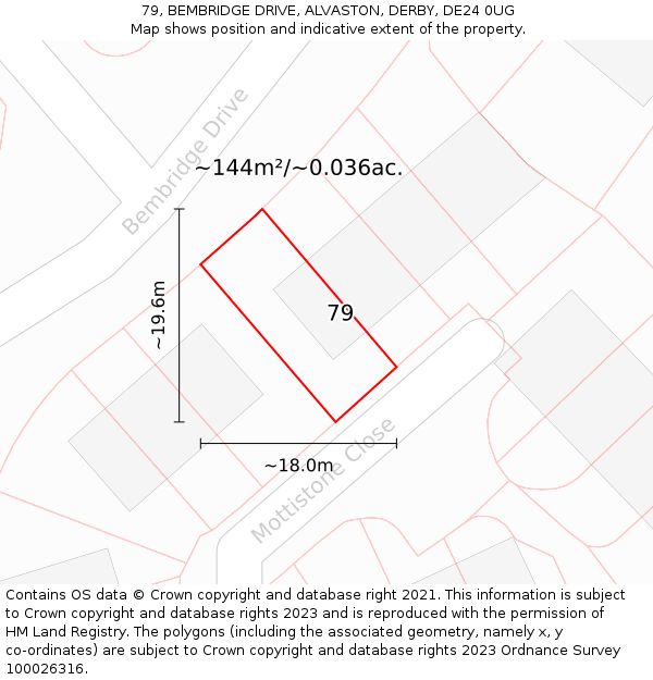 79, BEMBRIDGE DRIVE, ALVASTON, DERBY, DE24 0UG: Plot and title map