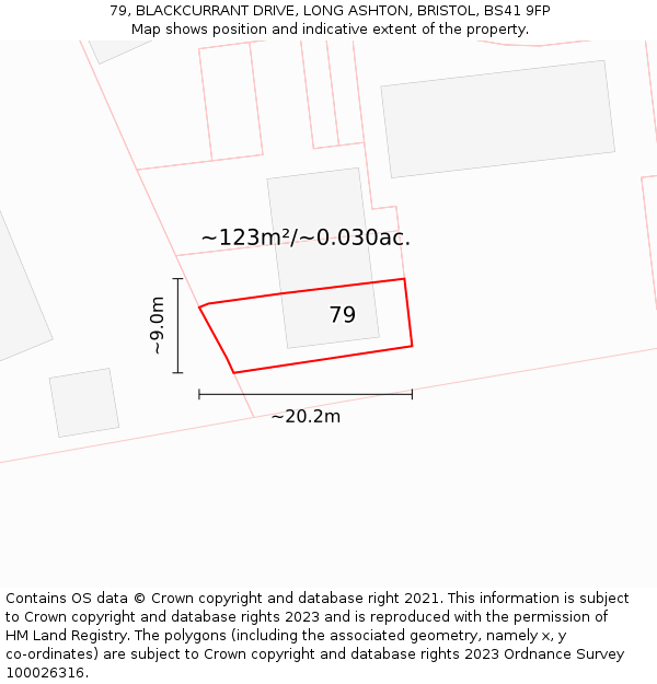 79, BLACKCURRANT DRIVE, LONG ASHTON, BRISTOL, BS41 9FP: Plot and title map
