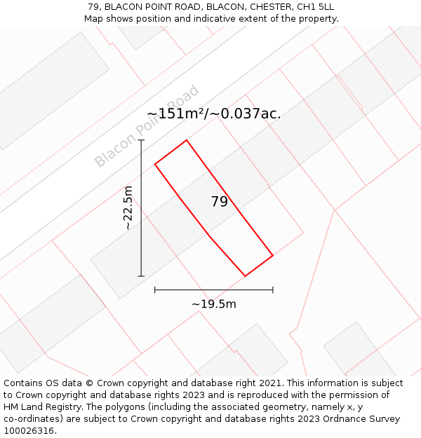 79, BLACON POINT ROAD, BLACON, CHESTER, CH1 5LL: Plot and title map