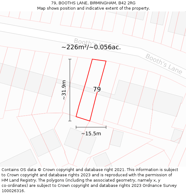79, BOOTHS LANE, BIRMINGHAM, B42 2RG: Plot and title map