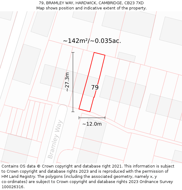 79, BRAMLEY WAY, HARDWICK, CAMBRIDGE, CB23 7XD: Plot and title map