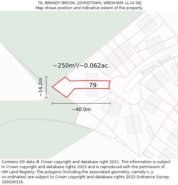 79, BRANDY BROOK, JOHNSTOWN, WREXHAM, LL14 2AJ: Plot and title map