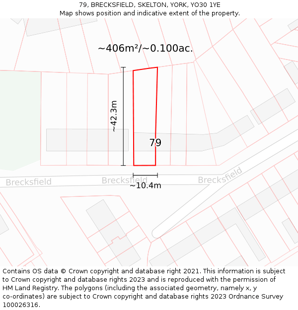 79, BRECKSFIELD, SKELTON, YORK, YO30 1YE: Plot and title map