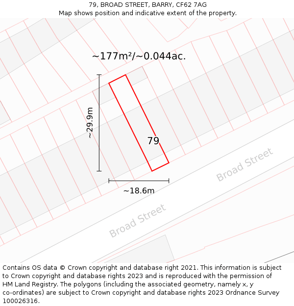 79, BROAD STREET, BARRY, CF62 7AG: Plot and title map