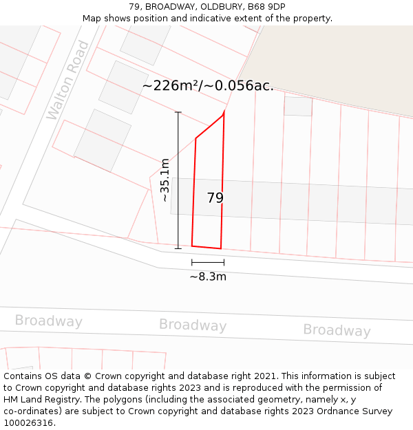 79, BROADWAY, OLDBURY, B68 9DP: Plot and title map