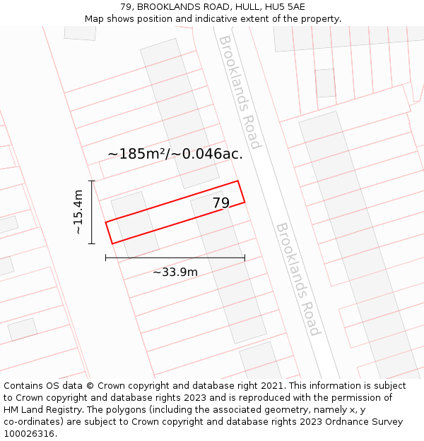 79, BROOKLANDS ROAD, HULL, HU5 5AE: Plot and title map
