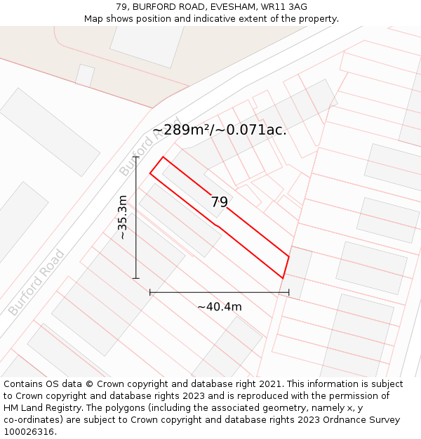 79, BURFORD ROAD, EVESHAM, WR11 3AG: Plot and title map