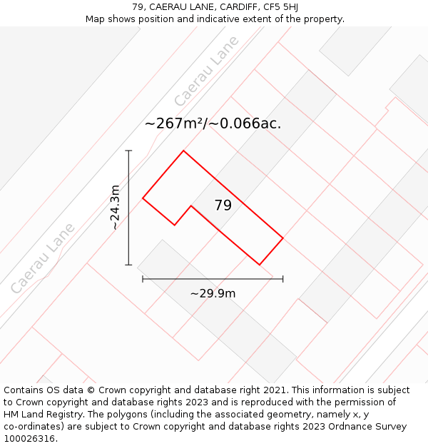 79, CAERAU LANE, CARDIFF, CF5 5HJ: Plot and title map