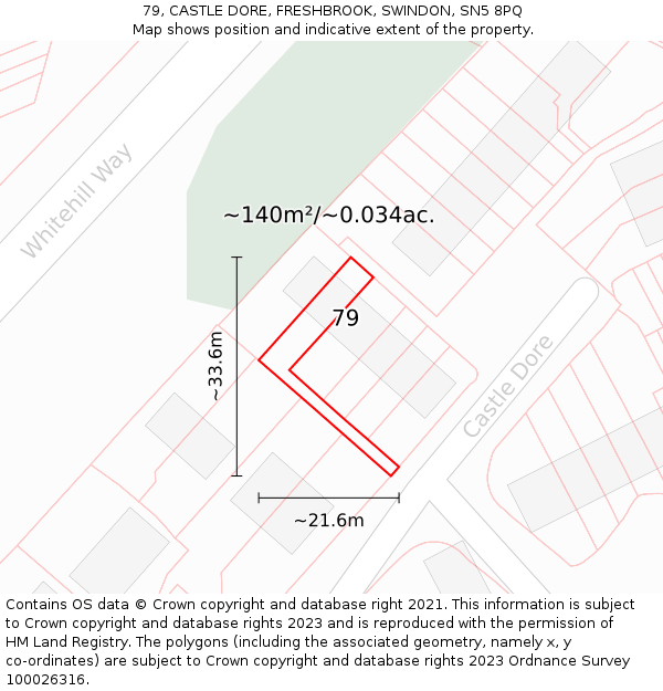 79, CASTLE DORE, FRESHBROOK, SWINDON, SN5 8PQ: Plot and title map