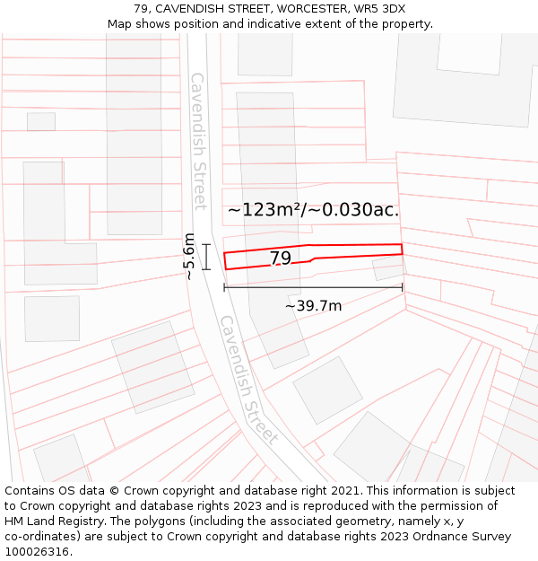 79, CAVENDISH STREET, WORCESTER, WR5 3DX: Plot and title map