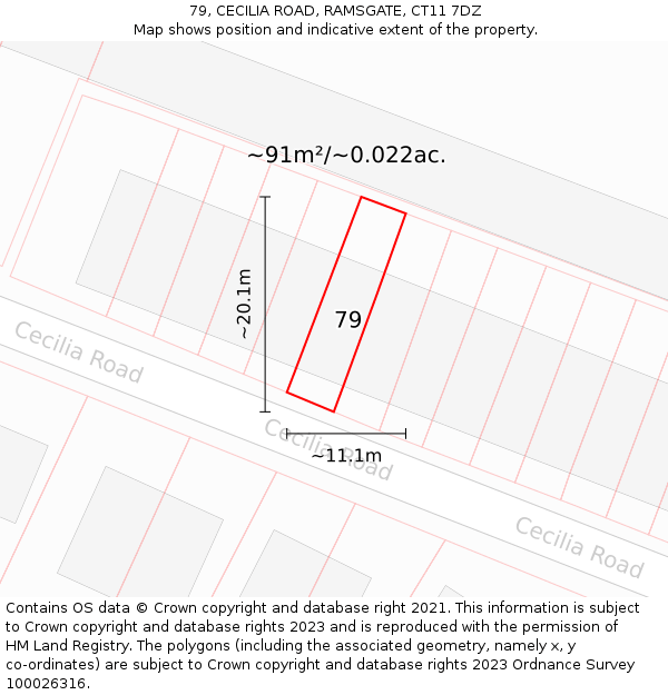 79, CECILIA ROAD, RAMSGATE, CT11 7DZ: Plot and title map