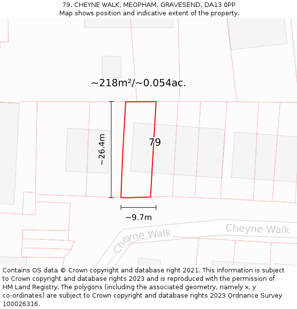 79, CHEYNE WALK, MEOPHAM, GRAVESEND, DA13 0PP: Plot and title map