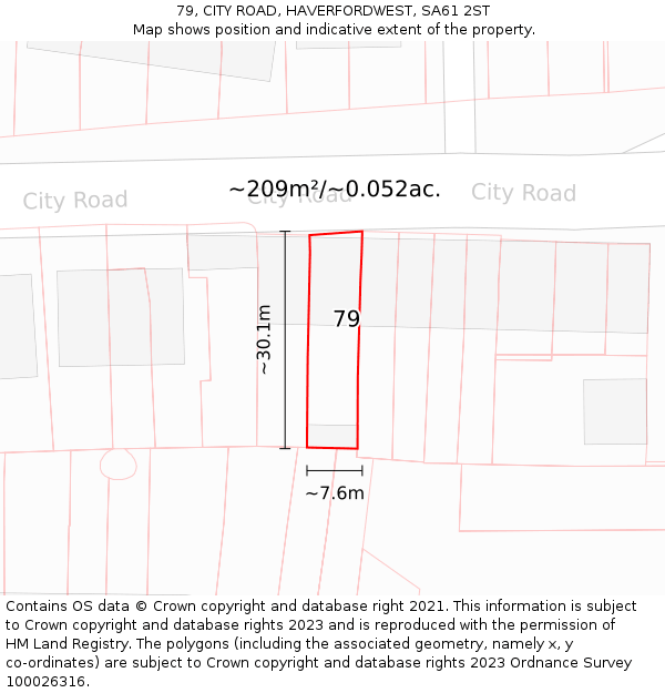 79, CITY ROAD, HAVERFORDWEST, SA61 2ST: Plot and title map