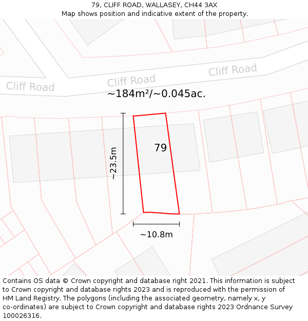 79, CLIFF ROAD, WALLASEY, CH44 3AX: Plot and title map