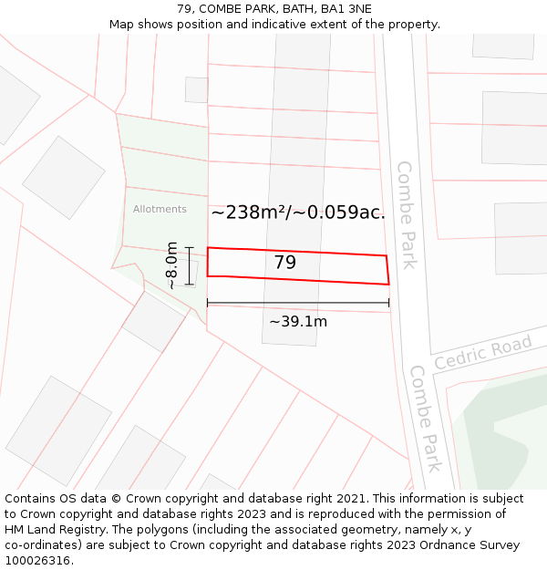 79, COMBE PARK, BATH, BA1 3NE: Plot and title map