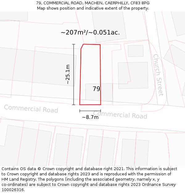 79, COMMERCIAL ROAD, MACHEN, CAERPHILLY, CF83 8PG: Plot and title map