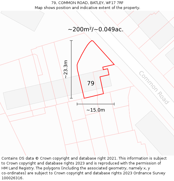 79, COMMON ROAD, BATLEY, WF17 7RF: Plot and title map