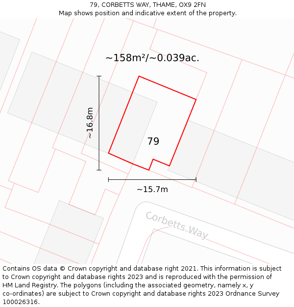 79, CORBETTS WAY, THAME, OX9 2FN: Plot and title map
