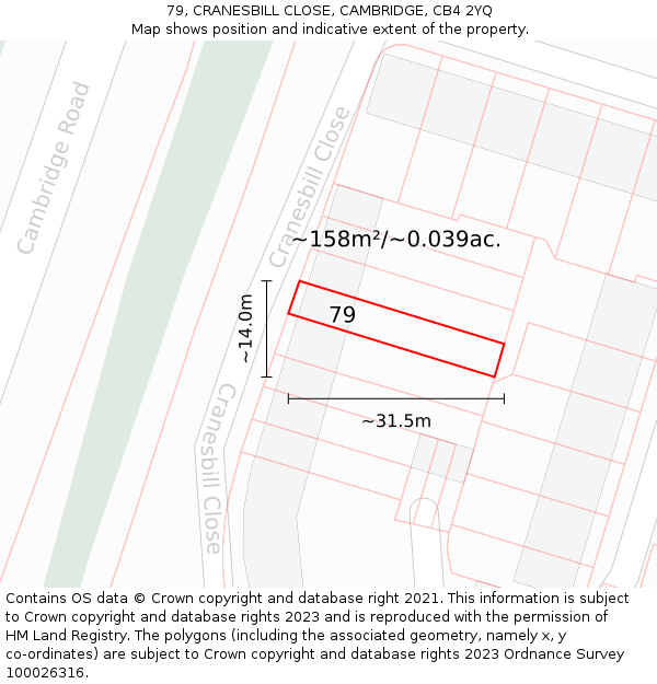 79, CRANESBILL CLOSE, CAMBRIDGE, CB4 2YQ: Plot and title map