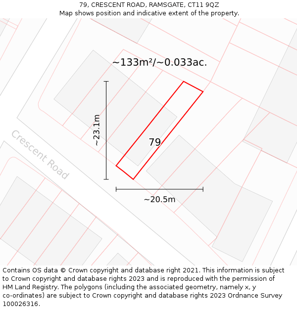 79, CRESCENT ROAD, RAMSGATE, CT11 9QZ: Plot and title map
