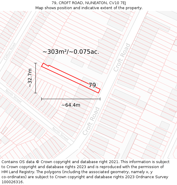 79, CROFT ROAD, NUNEATON, CV10 7EJ: Plot and title map