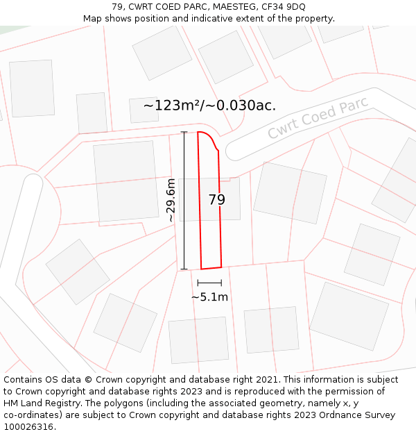 79, CWRT COED PARC, MAESTEG, CF34 9DQ: Plot and title map