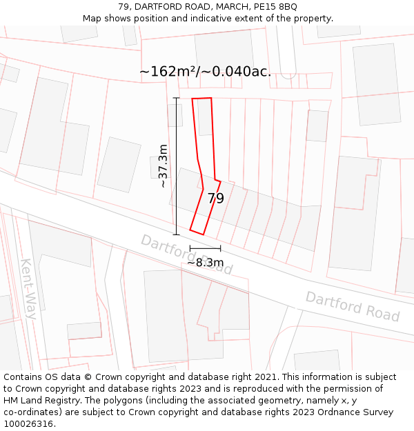 79, DARTFORD ROAD, MARCH, PE15 8BQ: Plot and title map