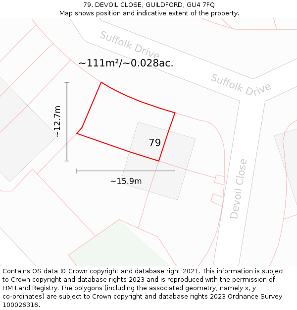 79, DEVOIL CLOSE, GUILDFORD, GU4 7FQ: Plot and title map