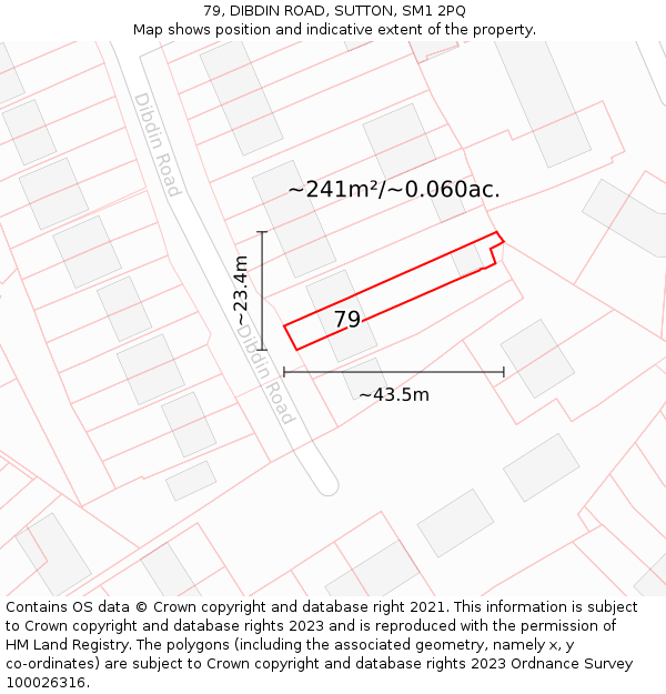 79, DIBDIN ROAD, SUTTON, SM1 2PQ: Plot and title map