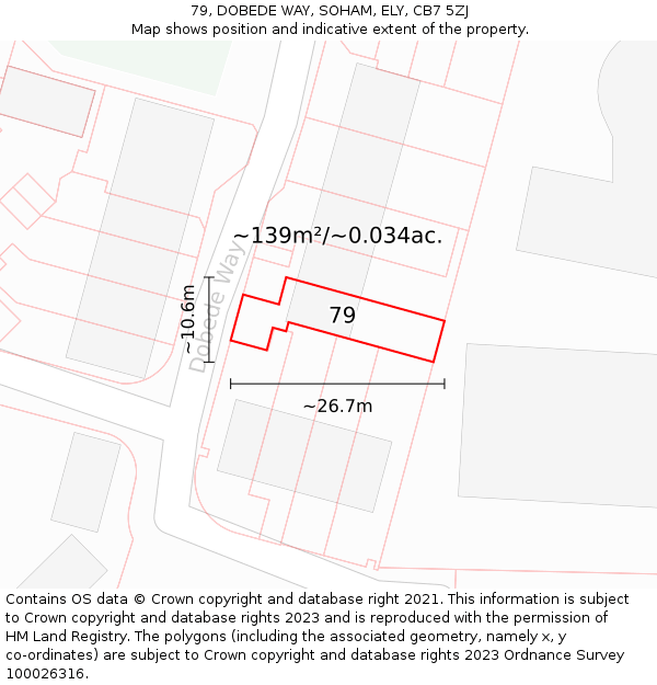 79, DOBEDE WAY, SOHAM, ELY, CB7 5ZJ: Plot and title map