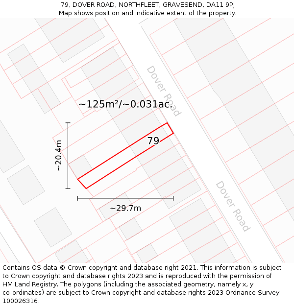 79, DOVER ROAD, NORTHFLEET, GRAVESEND, DA11 9PJ: Plot and title map
