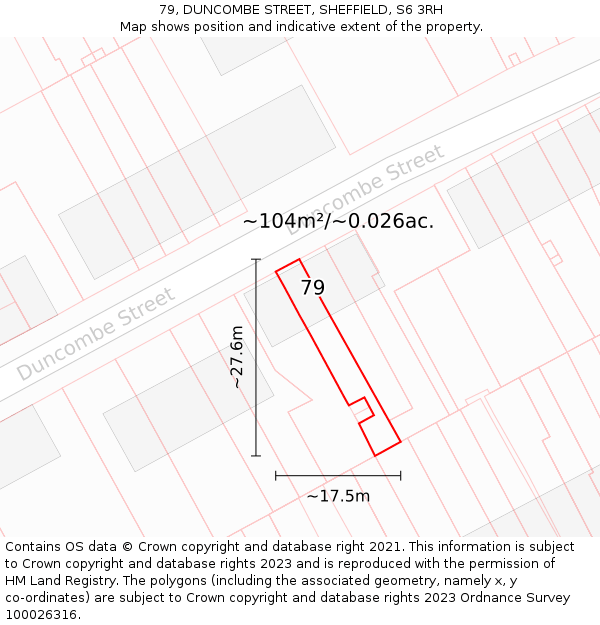 79, DUNCOMBE STREET, SHEFFIELD, S6 3RH: Plot and title map