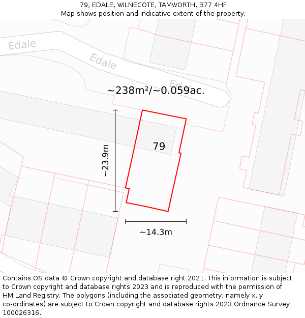 79, EDALE, WILNECOTE, TAMWORTH, B77 4HF: Plot and title map