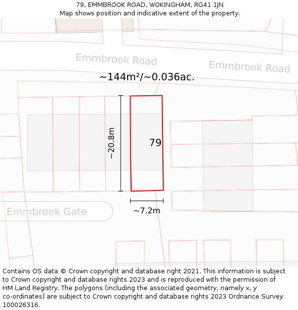 79, EMMBROOK ROAD, WOKINGHAM, RG41 1JN: Plot and title map