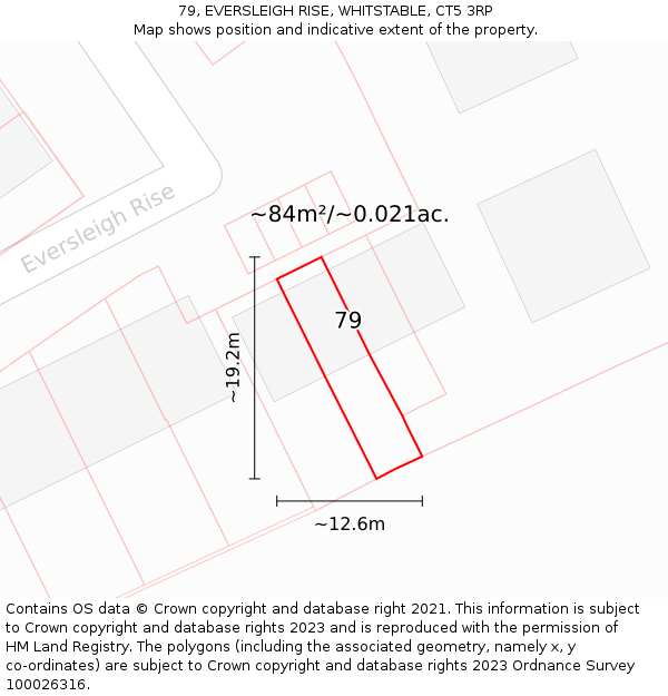 79, EVERSLEIGH RISE, WHITSTABLE, CT5 3RP: Plot and title map