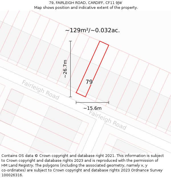 79, FAIRLEIGH ROAD, CARDIFF, CF11 9JW: Plot and title map