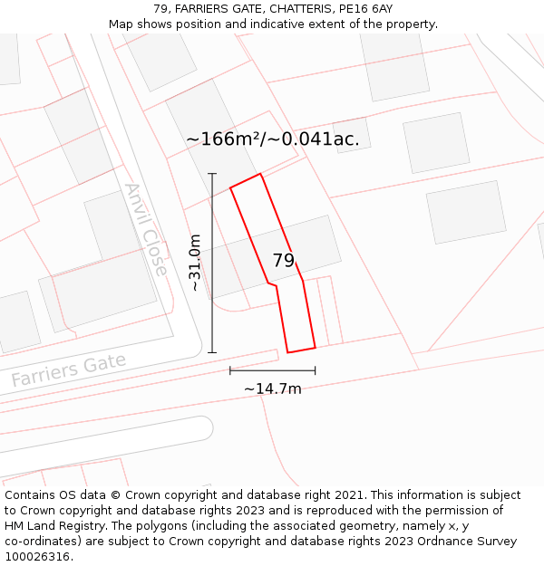 79, FARRIERS GATE, CHATTERIS, PE16 6AY: Plot and title map