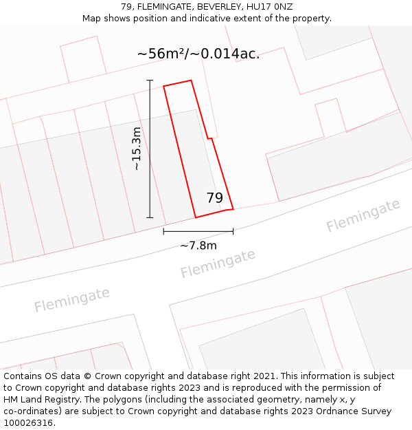 79, FLEMINGATE, BEVERLEY, HU17 0NZ: Plot and title map